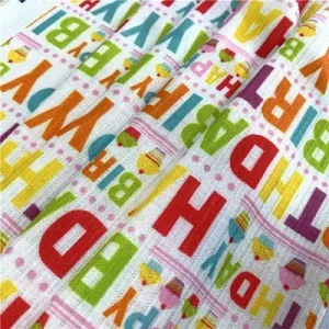 Suerte textile print wholesale happy birthday pattern polyester spandex sweater rib knit fabric