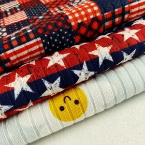 Suerte textile custom digital printing 8*3 stretchy ribbed spandex polyester rib knit fabric