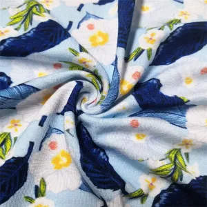 Suerte textile custom designs digital printing french terry bamboo cotton fabric by the yard for cloth