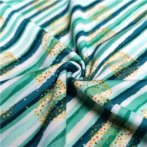 Suerte textile striped printed jersey polyester spandex stretch terry fabric for cloth