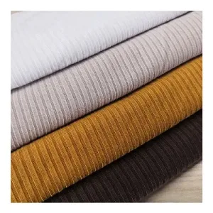 Suerte textile popular solid color custom polyester spandex knit rib fabric for sweater